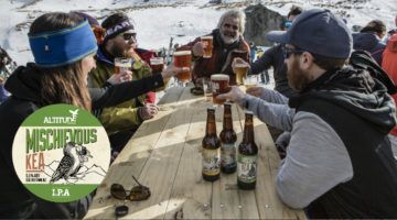 people drinking altitude brewing beer in snow