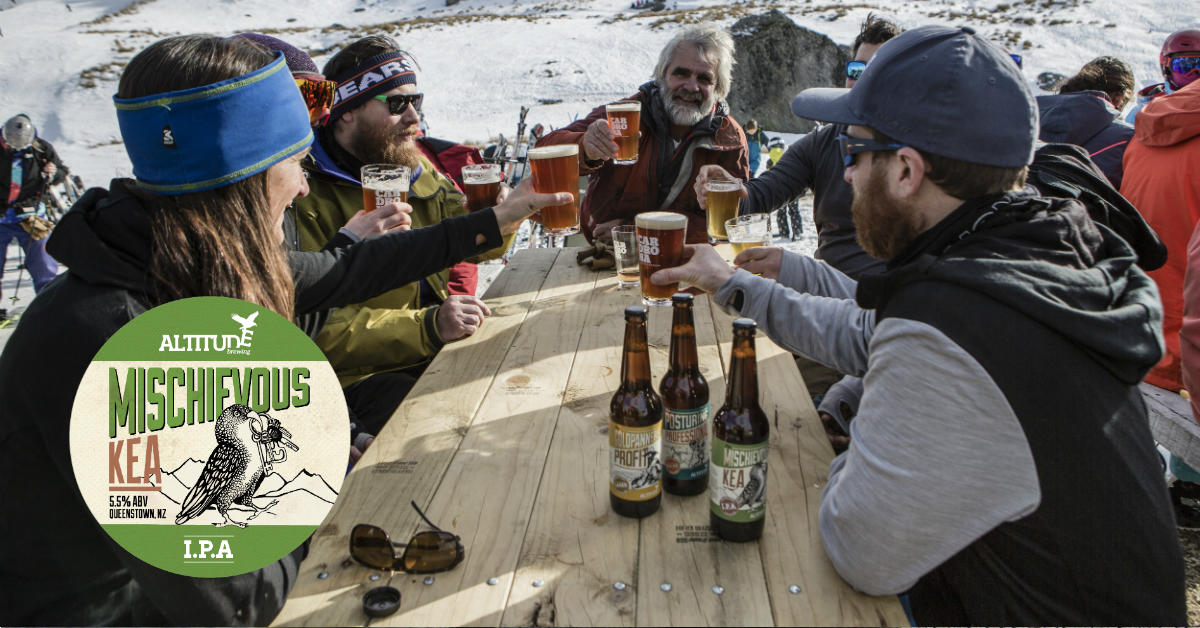 people drinking altitude brewing beer in snow